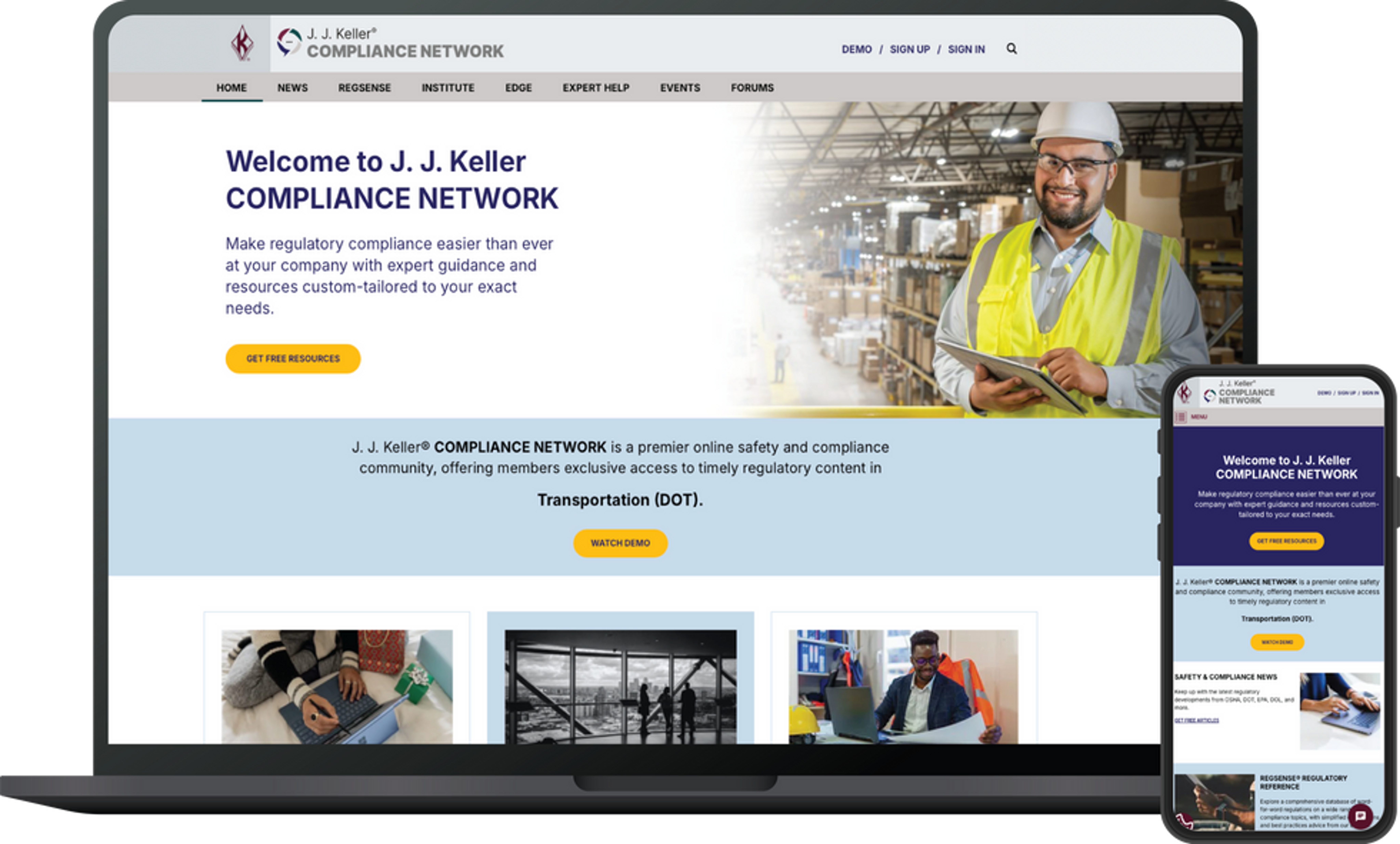 Compliance Network laptop homepage