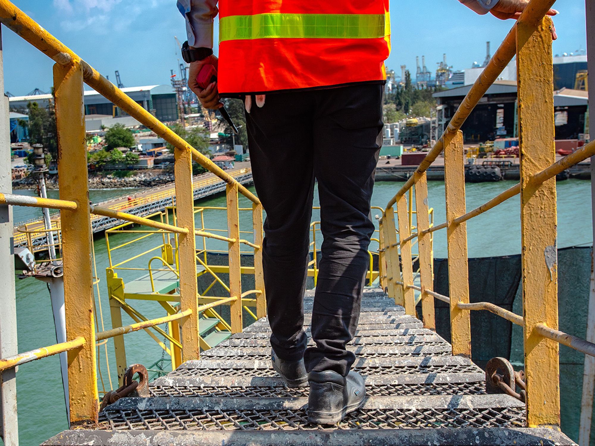 Use fall protection on and around dangerous equipment