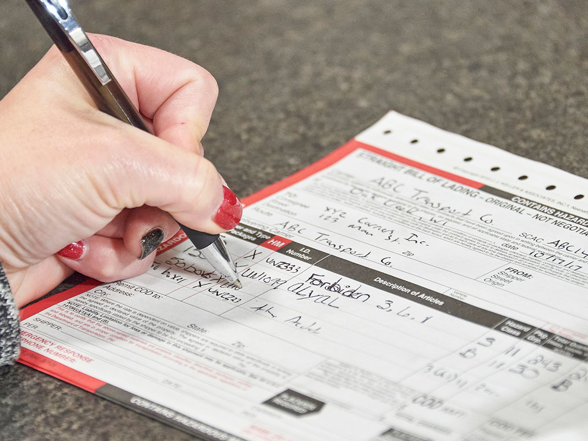 Bill of lading information