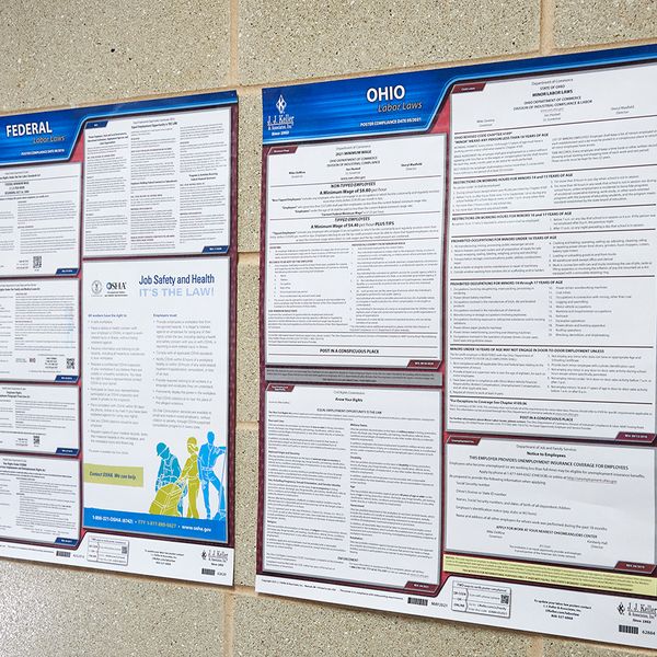 Which labor law posters are needed in a shared workspace?