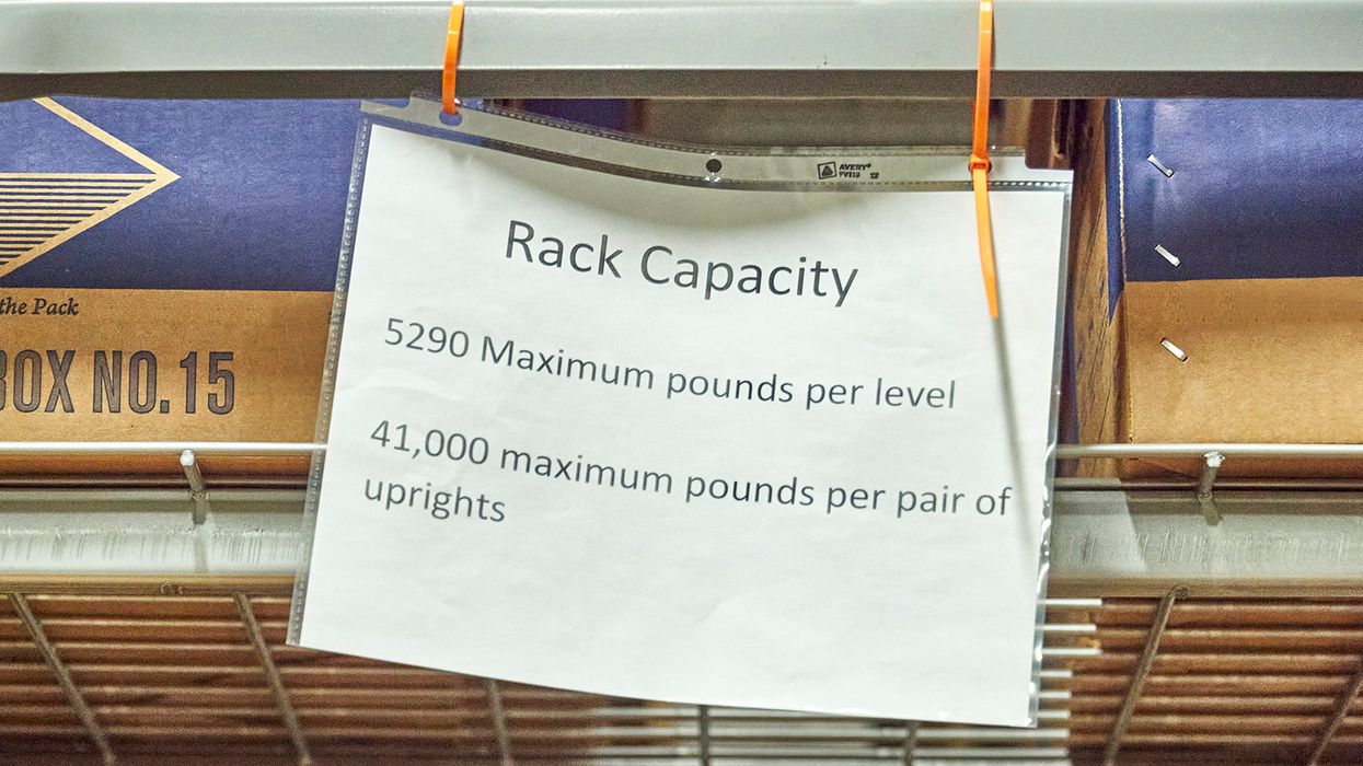 Lack of posted weight capacity on racking can lead to OSHA citations